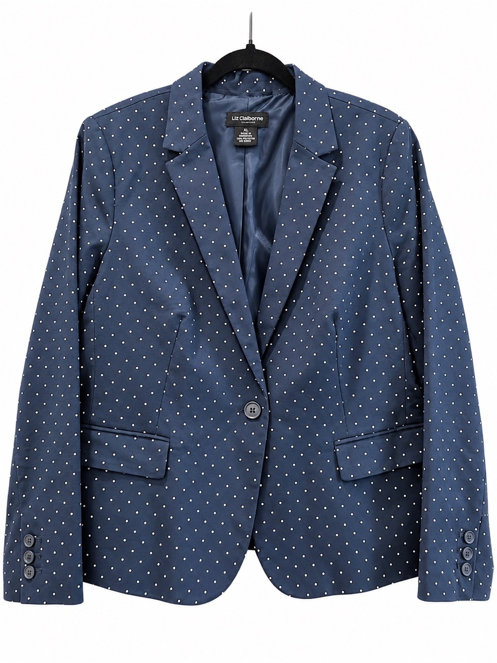 Liz Claiborne Navy Polka Dot Blazer